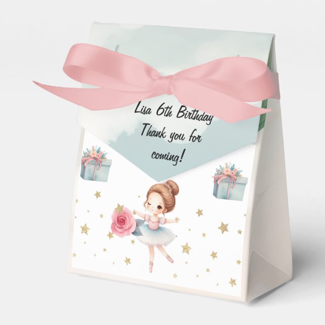 Cute Ballerina Birthday Party Favor Box (Front Side)