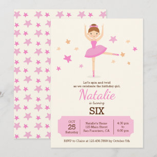 Cute Ballerina Birthday Party Invitation