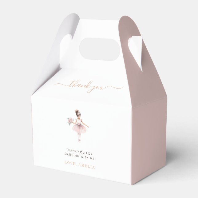 Cute Ballerina Birthday Party Pink Watercolor  Favor Box (Front Side)