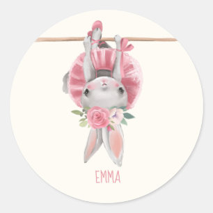 Cute Ballerina Bunny   Personalized Classic Round Sticker