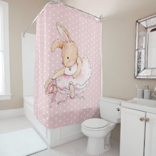 Cute Ballerina Bunny Rabbit Pink White Polka Dots