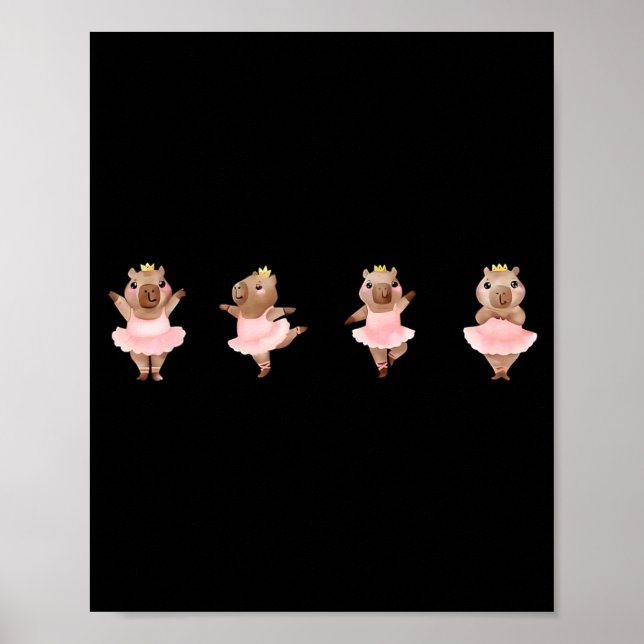 Cute Ballerina Capybara Dancing Ballet Dance Poster (Front)