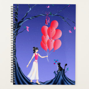 Cute Ballerina & Cat Night Sky Planner
