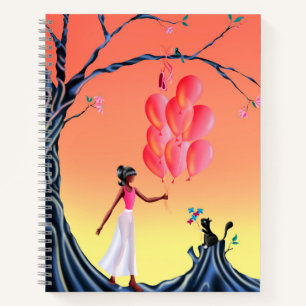 Cute Ballerina & Cat sunset Notebook