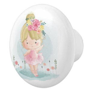 Cute Ballerina Ceramic Knob