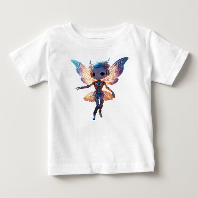 Cute Ballerina Dancing Robot Pixie Baby T-Shirt (Front)