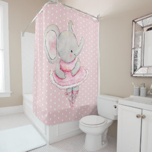 Cute Ballerina Elephant Pink White Polka Dots