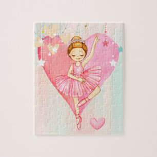 Cute Ballerina Étoiles et Coeurs Puzzle