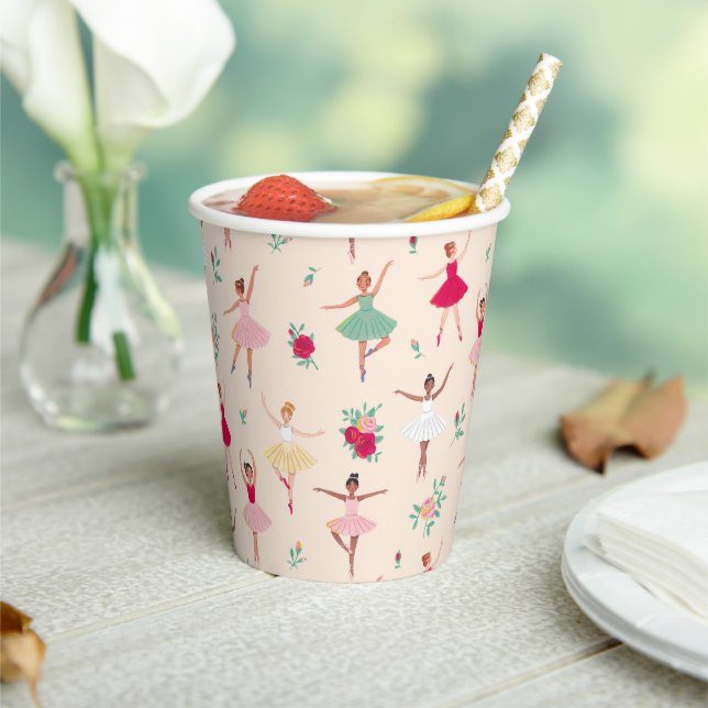 Cute Ballerina Girl Birthday Party Invitation Paper Cups (Insitu)