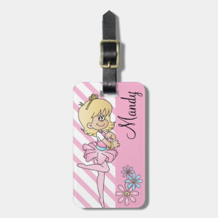 Cute Ballerina Girl   DIY Text   Pink Luggage Tag