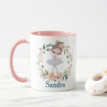 Cute Ballerina Girl Mug<br><div class="desc">A cute ballerina girl in a floral wreath mug.  Personalize with name and it becomes a keepsake gift.</div>