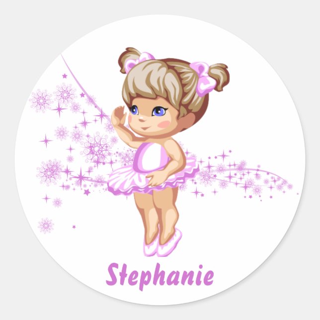 Cute Ballerina Girl Personalized Stickers (Front)