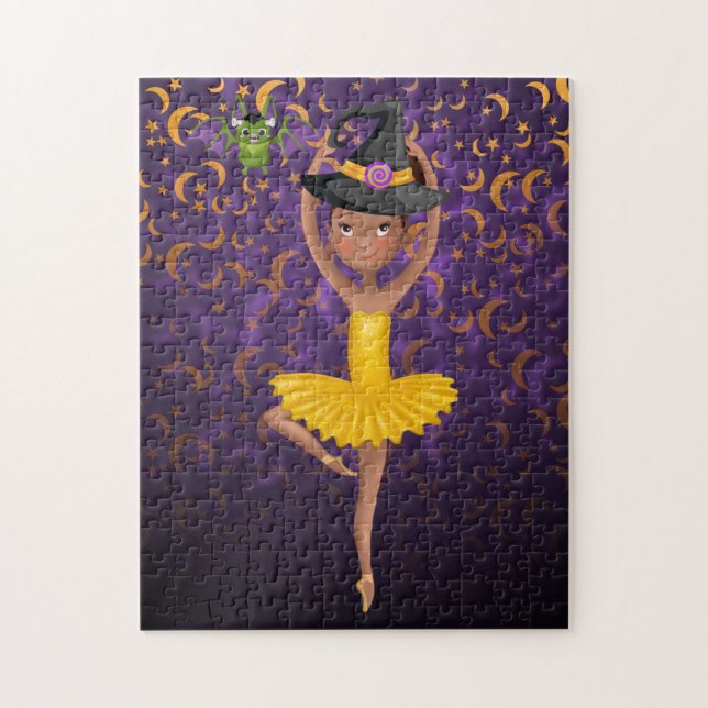 Cute Ballerina Halloween Bat and Moons Ballet Jigsaw Puzzle (Vertical)