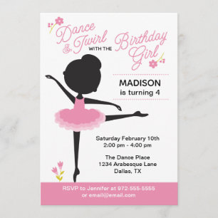 Cute Ballerina Invitations Fille Anniversaire