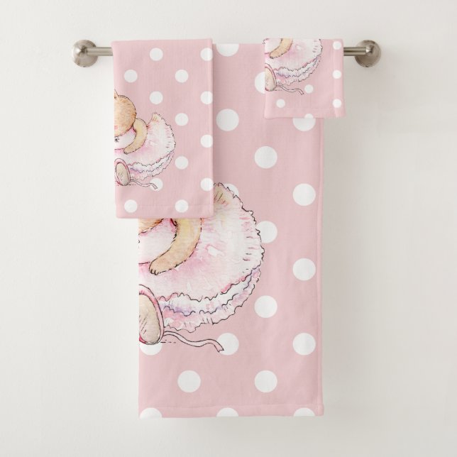 Cute Ballerina Lapin Lapin Rose Blanc Pois (En situation)