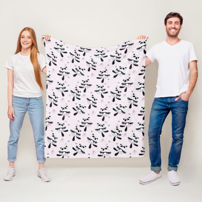 Cute Ballerina Panda Bears Animal Dance Fleece Blanket (In Situ)