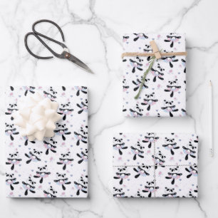 Cute Ballerina Panda Bears Ballet Dance  Wrapping Paper Sheet