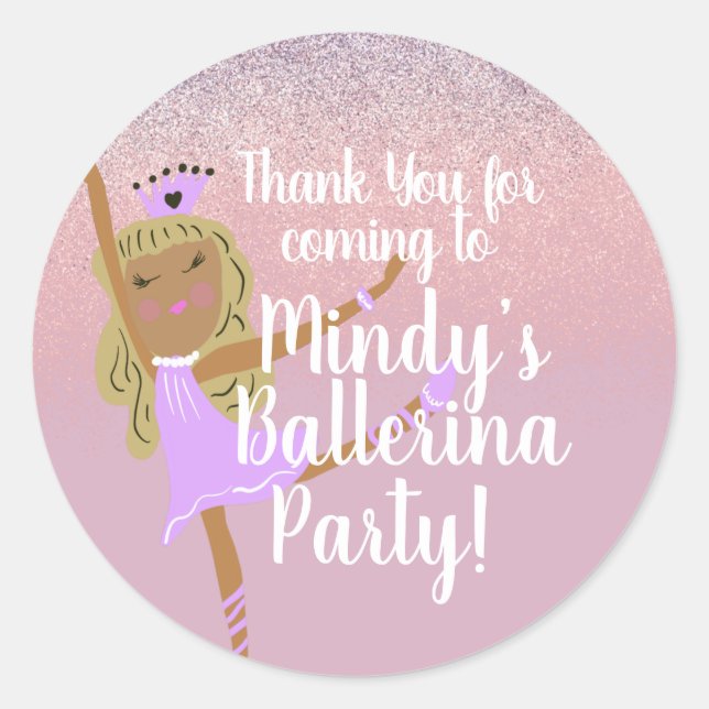 Cute Ballerina Party Doodle  Classic Round Sticker (Front)