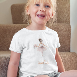 Cute Ballerina Personalized Birthday Girl Pink Toddler T-shirt