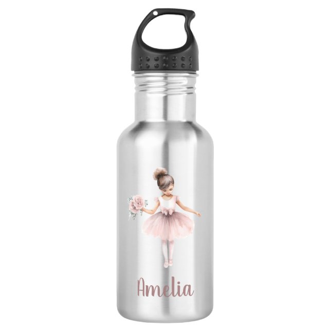 Cute Ballerina Personalized Name School  532 Ml Water Bottle (Front)