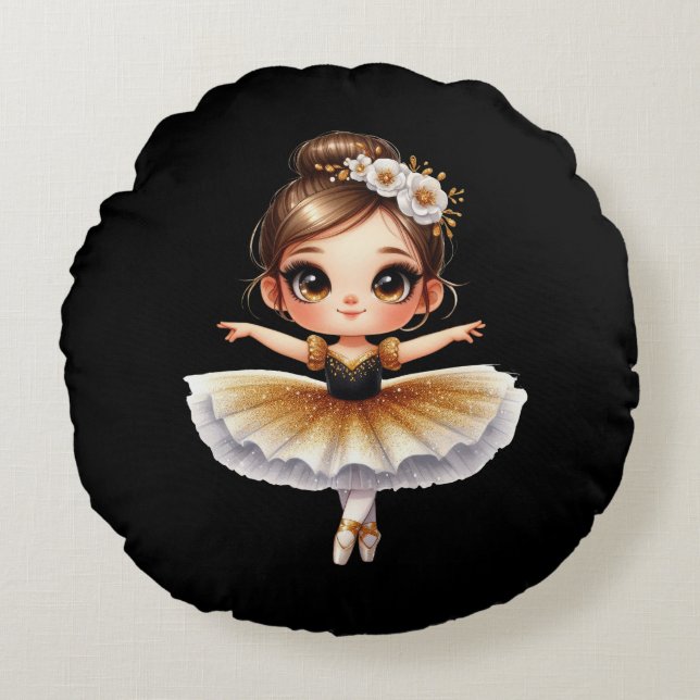 Cute Ballerina Round Pillow (Front)