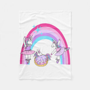 Cute Ballerina Unicorns Dancing Under A Rainbow  Fleece Blanket