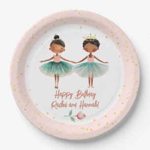 Cute Ballerinas Ballet Pink Double Birthday Paper Plate