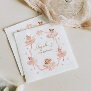 Cute Ballerinas Birthday Invitation Napkin