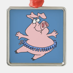 cute ballet ballerina piggy in a tutu pig metal ornament