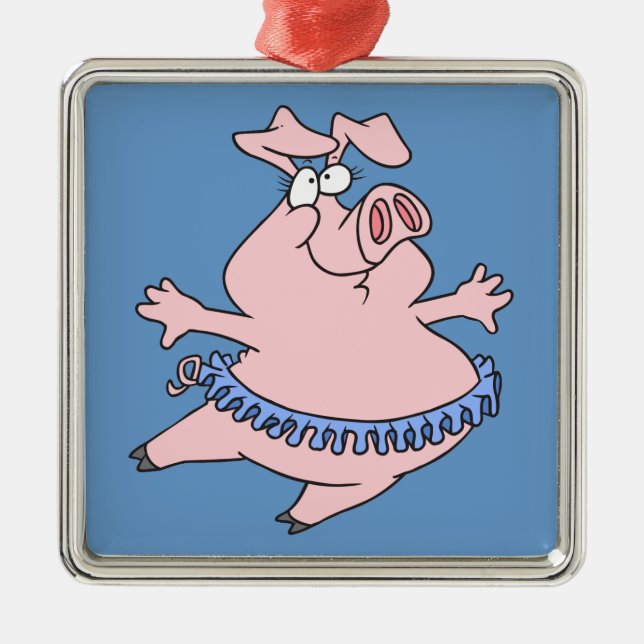 cute ballet ballerina piggy in a tutu pig metal ornament (Front)