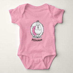 Cute Ballet Ballerina Princess Poodle Dog (white) Baby Bodysuit