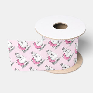 Cute Ballet Ballerina Princess Poodle Dog (white) Satin Ribbon
