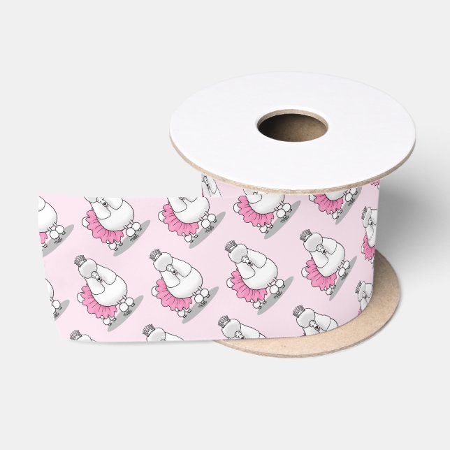 Cute Ballet Ballerina Princess Poodle Dog (white) Satin Ribbon (Spool)