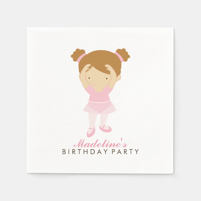 Cute Ballet Dancer Girl's Birthday Party Napkin (Front)