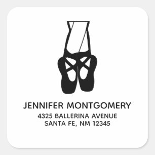 Cute Ballet Dancer Legs & Slippers Address Square Sticker