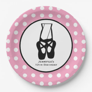 Cute Ballet Dancer Legs & Slippers Birthday Paper Plate