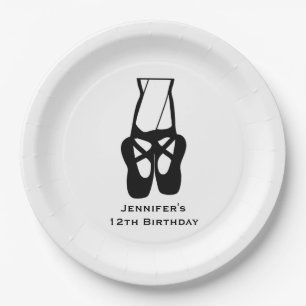 Cute Ballet Dancer Legs & Slippers Birthday Paper Plate