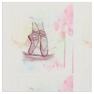 Cute Ballet shoes sketch Watercolor hand drawn Fabric