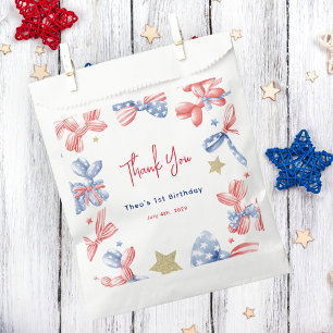 Cute Balloon Bow 4th of July 1st Birthday Party Favour Bag