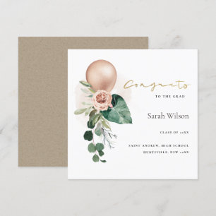 CUTE BALLOON FLORAL GRAD FAIRE-PART