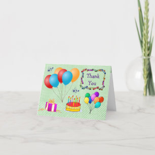 Cute Balloons Cake Boy Girl Birthday Thank You 