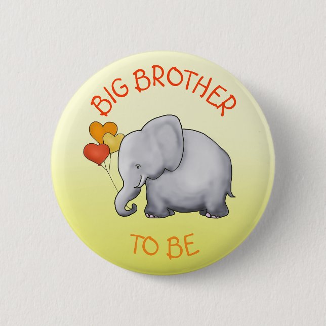 Cute Balloons Elephant Baby Shower Big Brother 2 Inch Round Button (Front)
