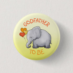 Cute Balloons Elephant Baby Shower Godfather-To-Be 1 Inch Round Button