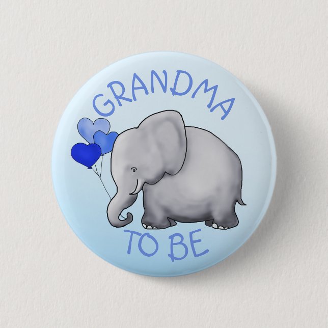 Cute Balloons Elephant Baby Shower Grandma-To-Be 2 Inch Round Button (Front)