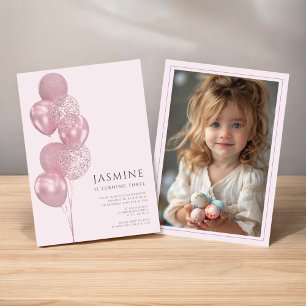 cute balloons photo birthday invitation