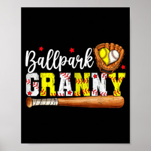 Cute Ballpark Granny Softball Granny Baseball Poster