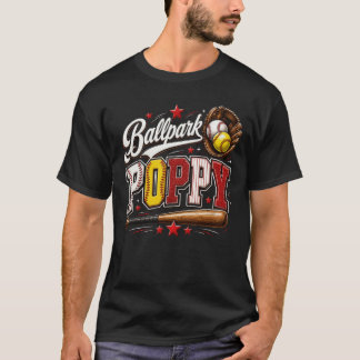 Cute Ballpark Poppy Softball Poppy Baseball Poppy T-Shirt