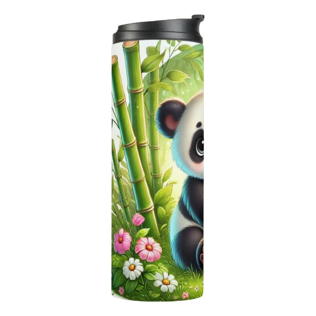 Cute Bamboo Forest Design - Adorable Panda Cub Thermal Tumbler (Rotated Left)