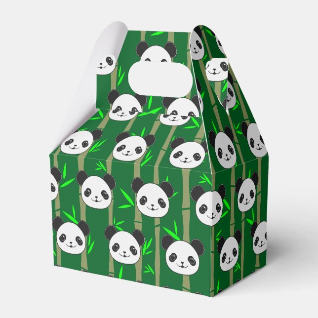 Cute Bamboo Panda Pattern Custom Favor Box (Front Side)