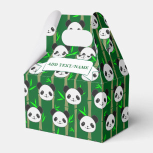 Cute Bamboo Panda Pattern Custom Name Favor Box